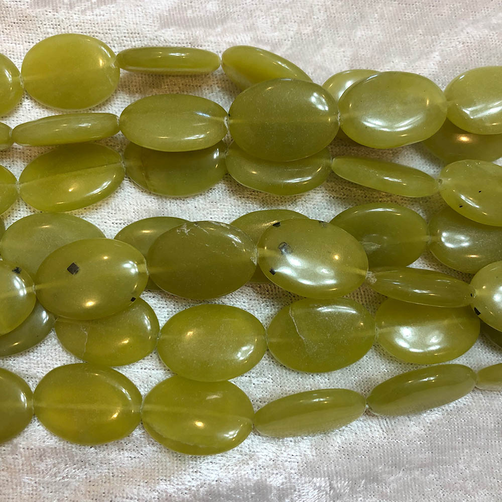 New Jade Flat Rounded Oval Beads