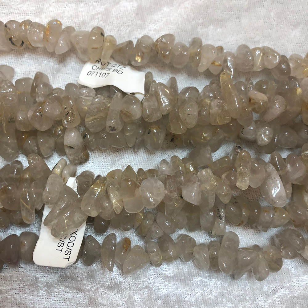 Light Yellow Rutilated Quartz Polished Chip Beads