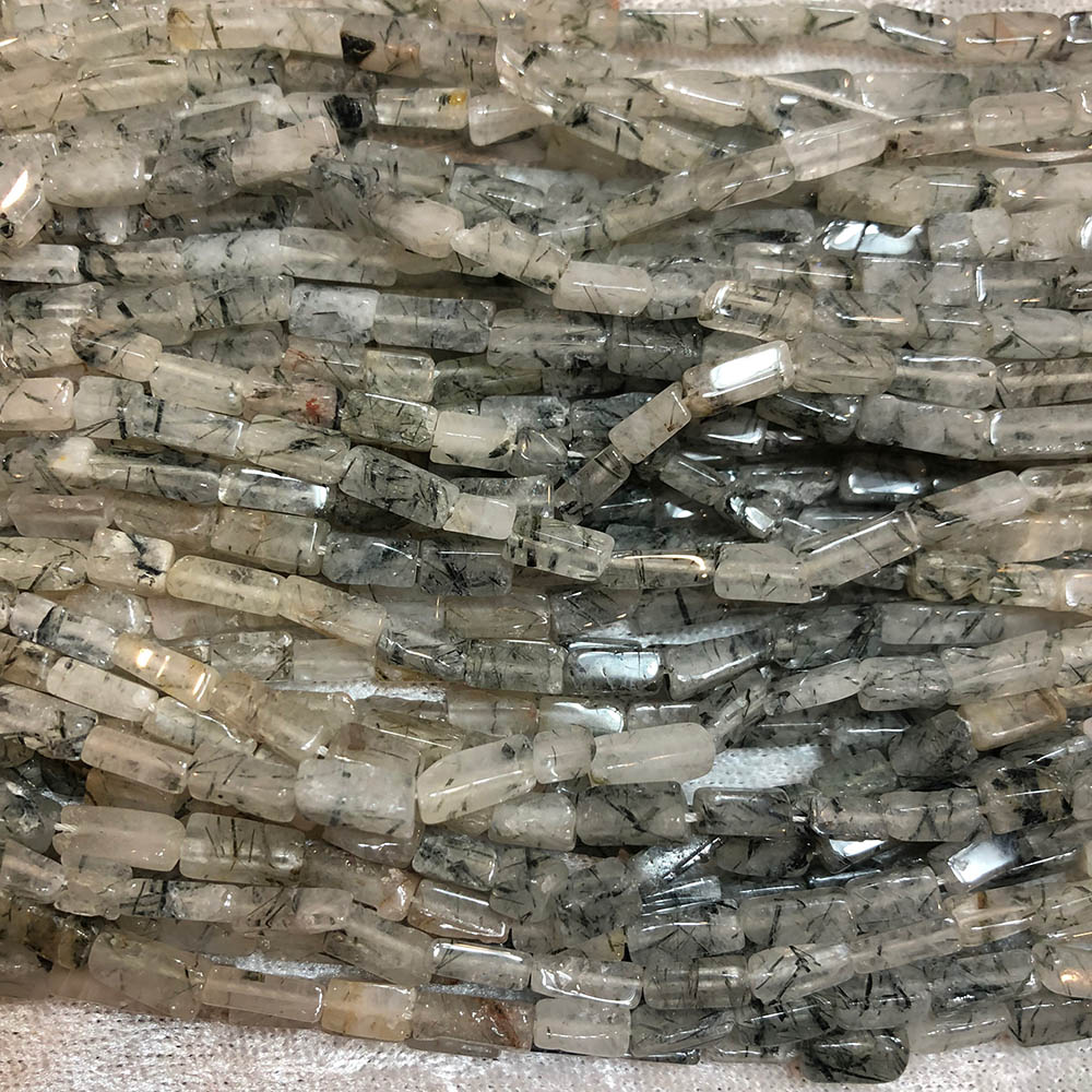 Medium Tourmalated Quartz Rectangle Beads