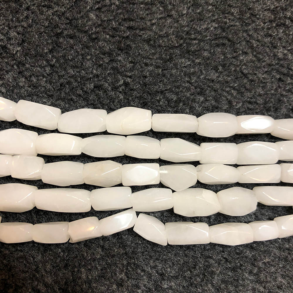 White Quartz Faceted Rice Beads