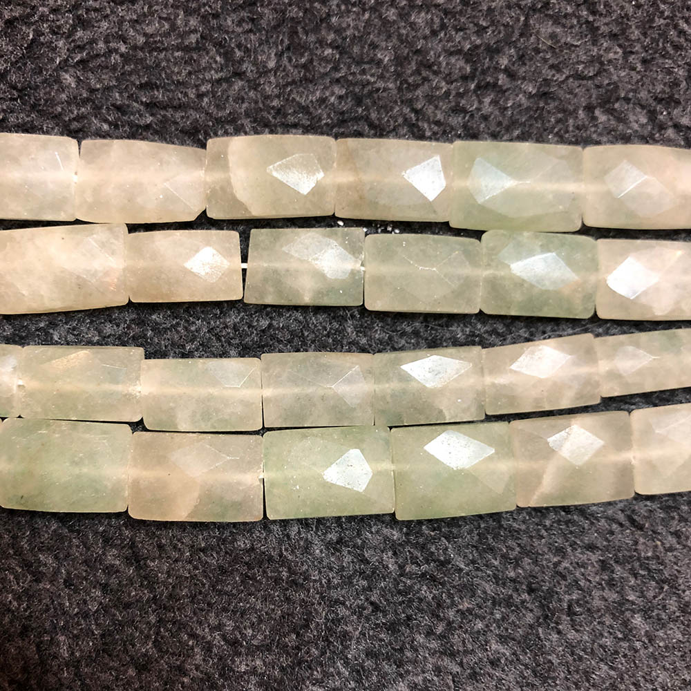 Green Aventurine Faceted Flat Rectangle Beads