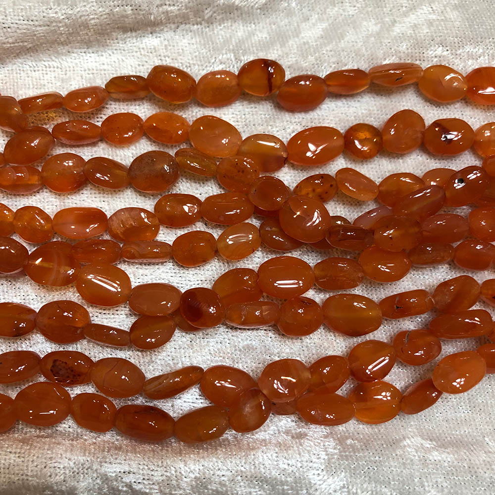 Carnelian Flat Rounded Oval Beads