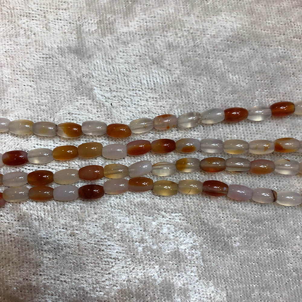 Small Carnelian and Quartz Rice Beads Multi Color