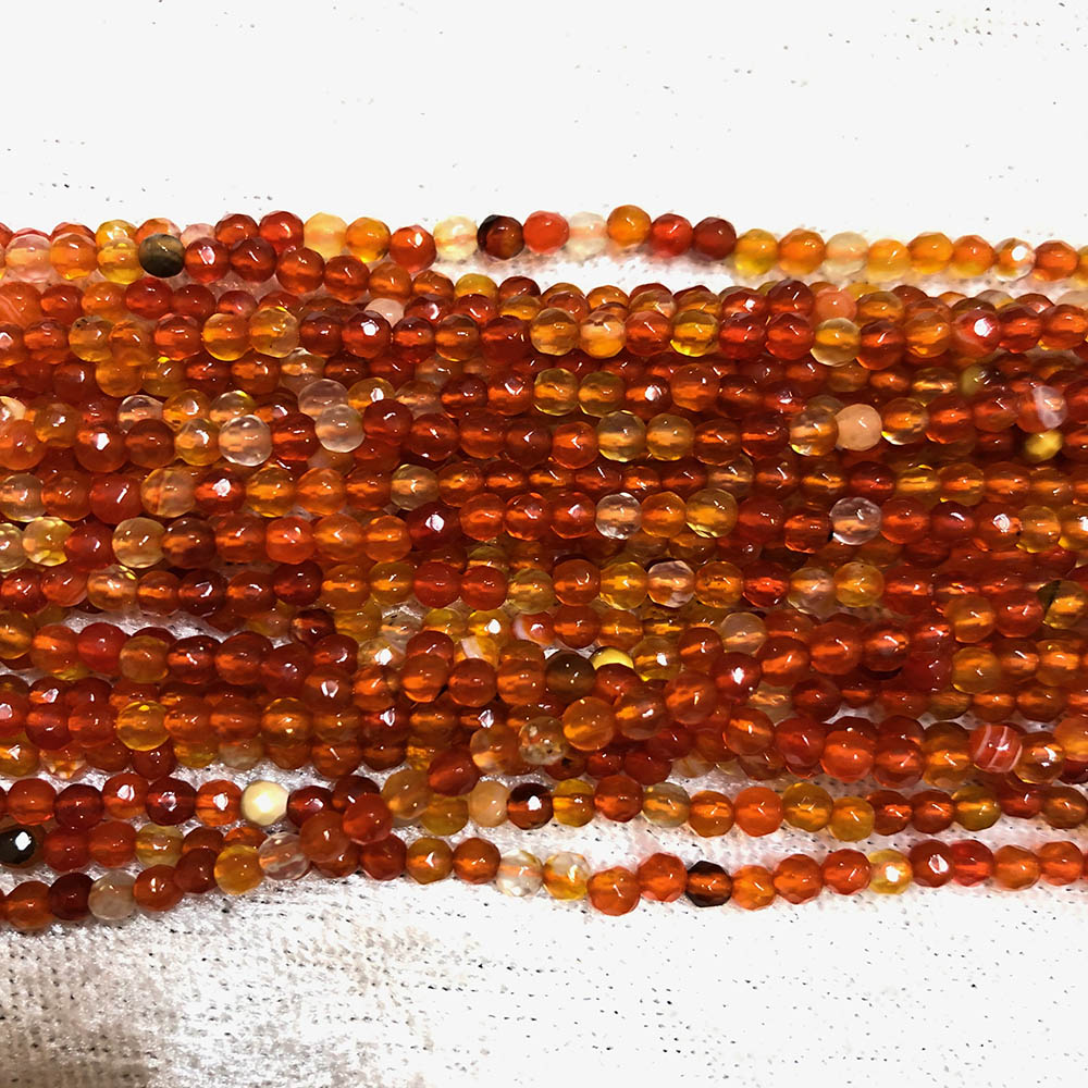 Small Carnelian Faceted Round Beads