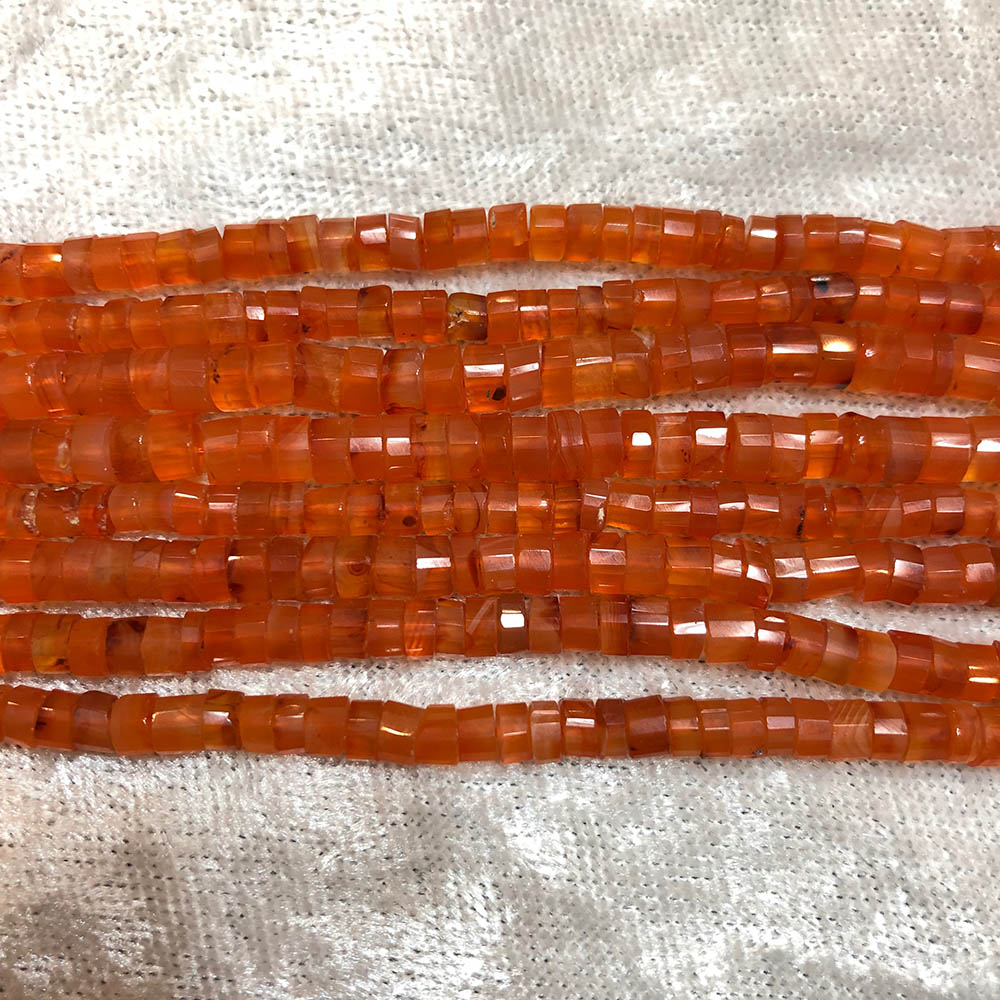 Small Orange Carnelian Faceted Heishi Beads