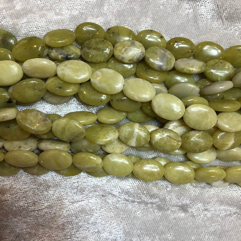 Medium Pineapple Jade Flat Rounded Oval Beads