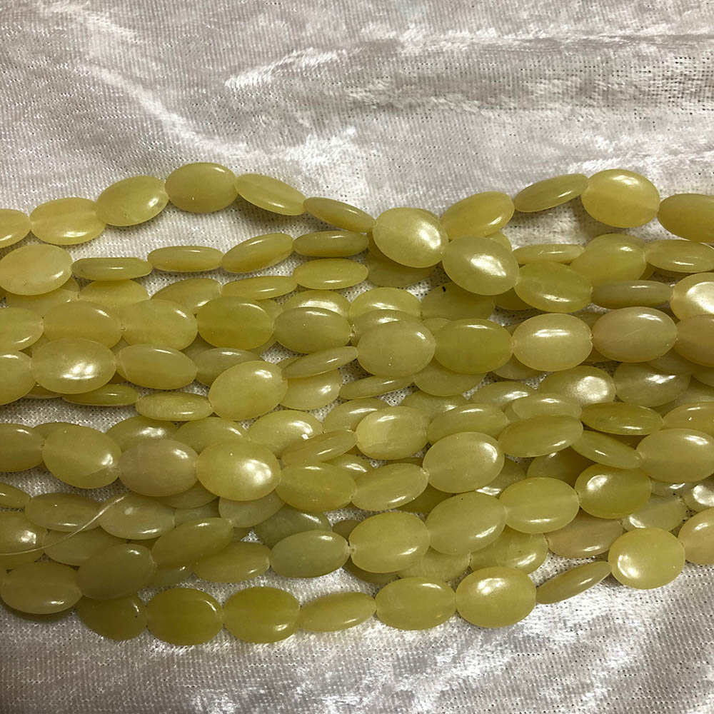 Olive Jade Flat Oval Beads