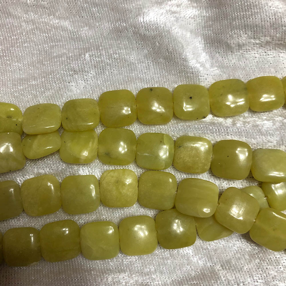 Olive Jade Medium Square Flat Beads