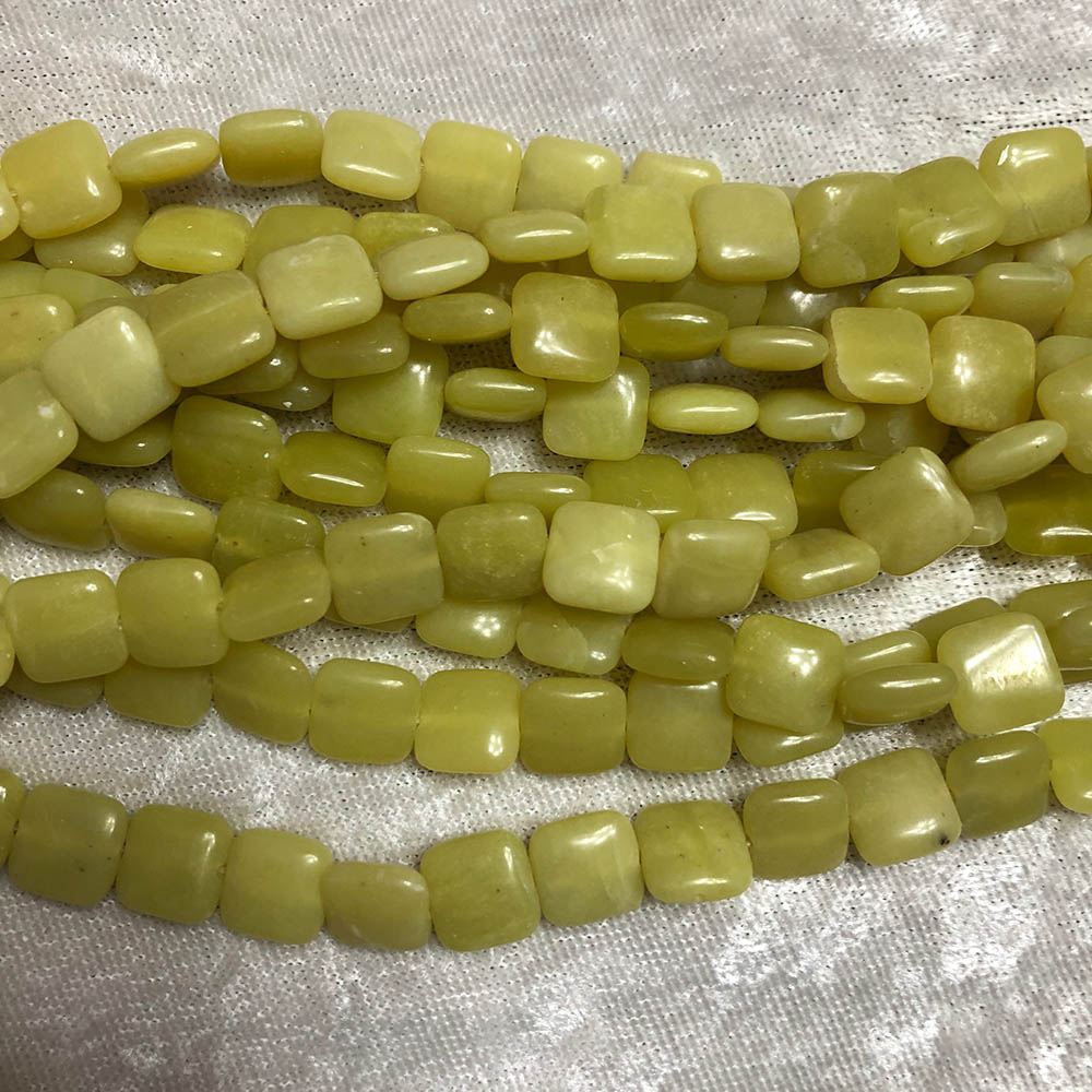 Olive Jade Small Square Flat Beads