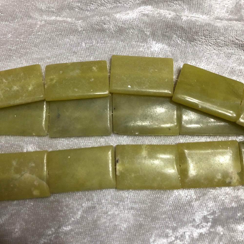 Olive Jade Extra Large Rounded Flat Rectangle Beads