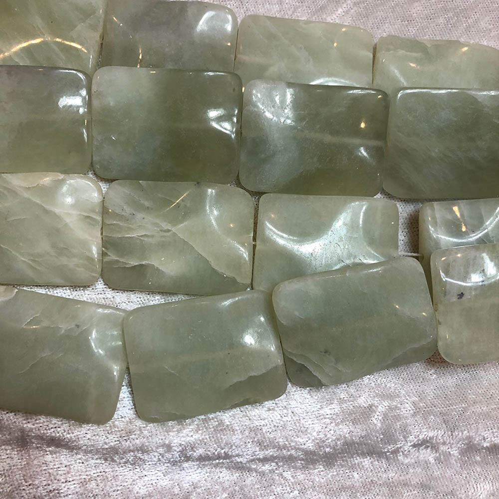 Extra Large New Jade Scalloped Flat Rectangle Beads