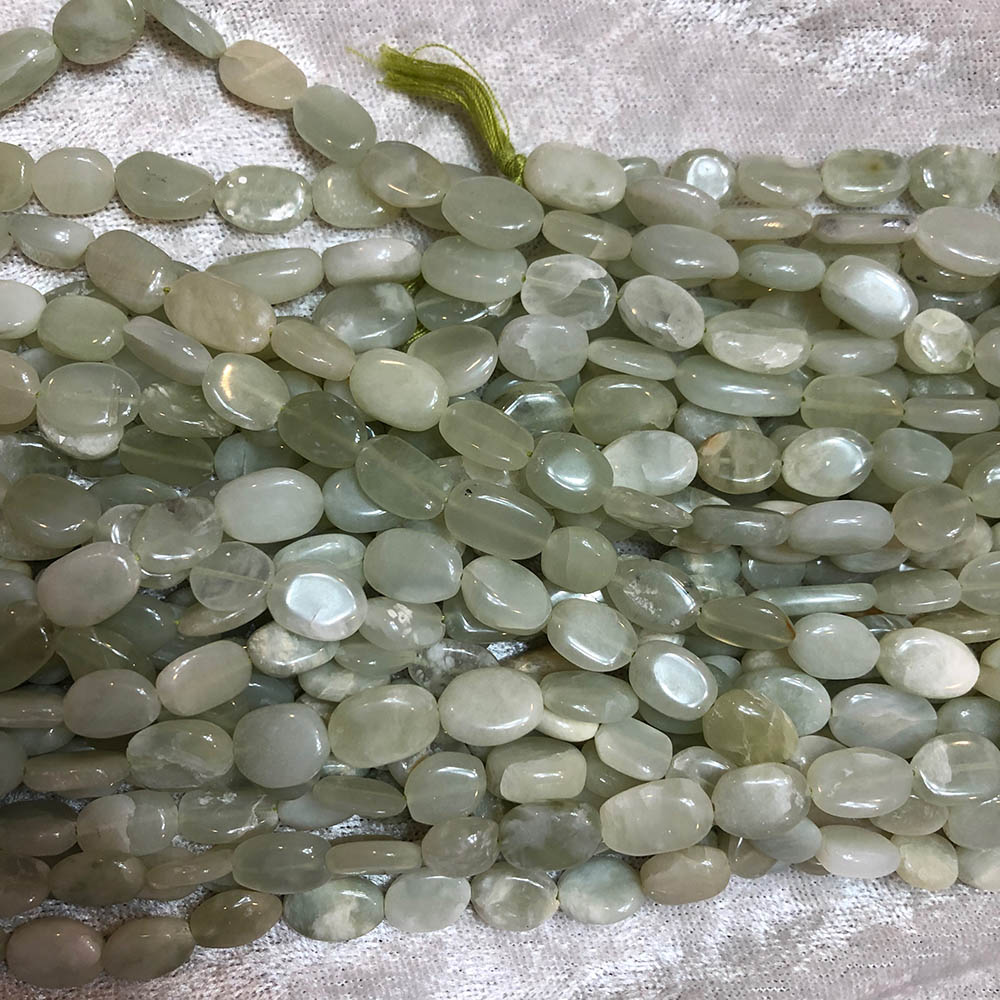 New Jade Small Flat Rounded Oval Beads