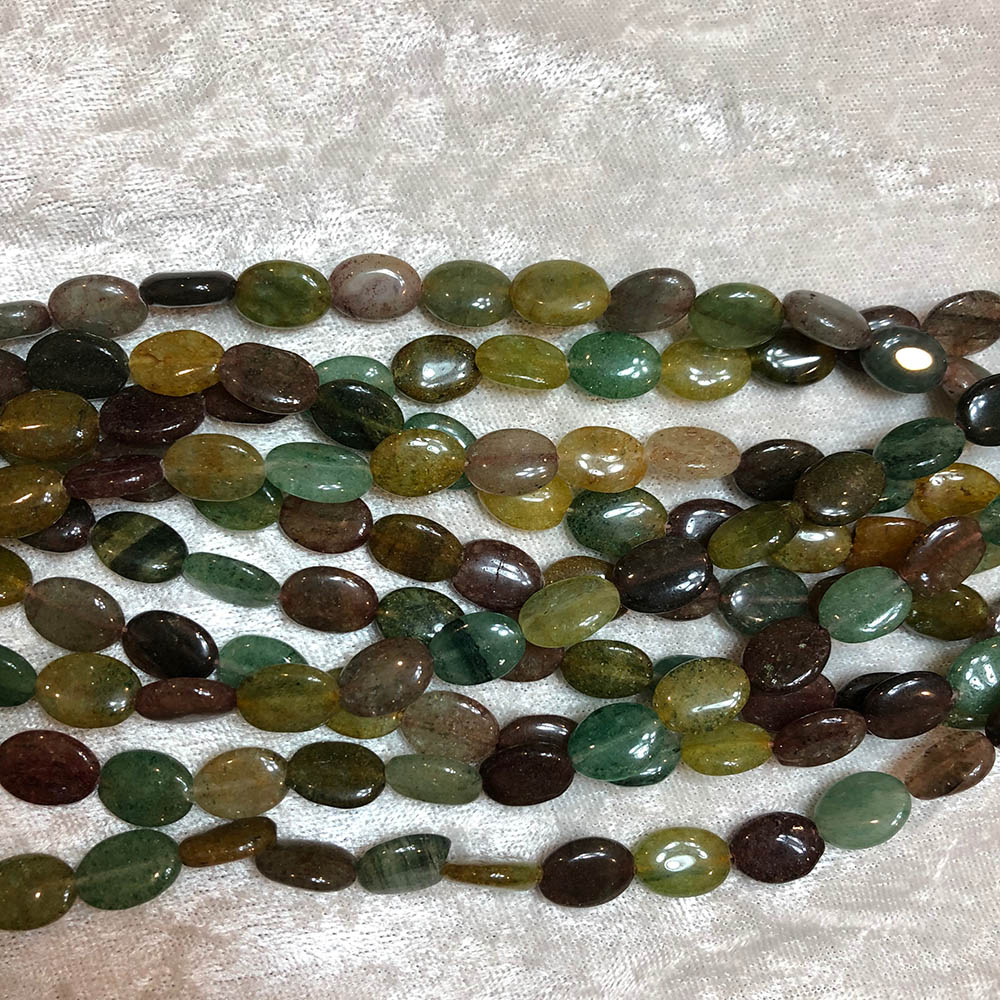 Multi-Color Dyed Quartz Small Flat Rounded Oval Beads