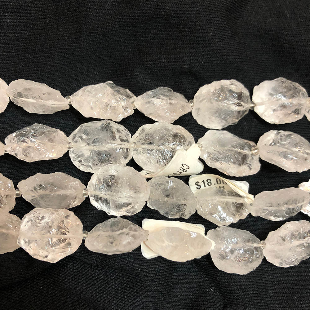 Clear Rock Crystal Quartz Chipped Medium Oval Beads