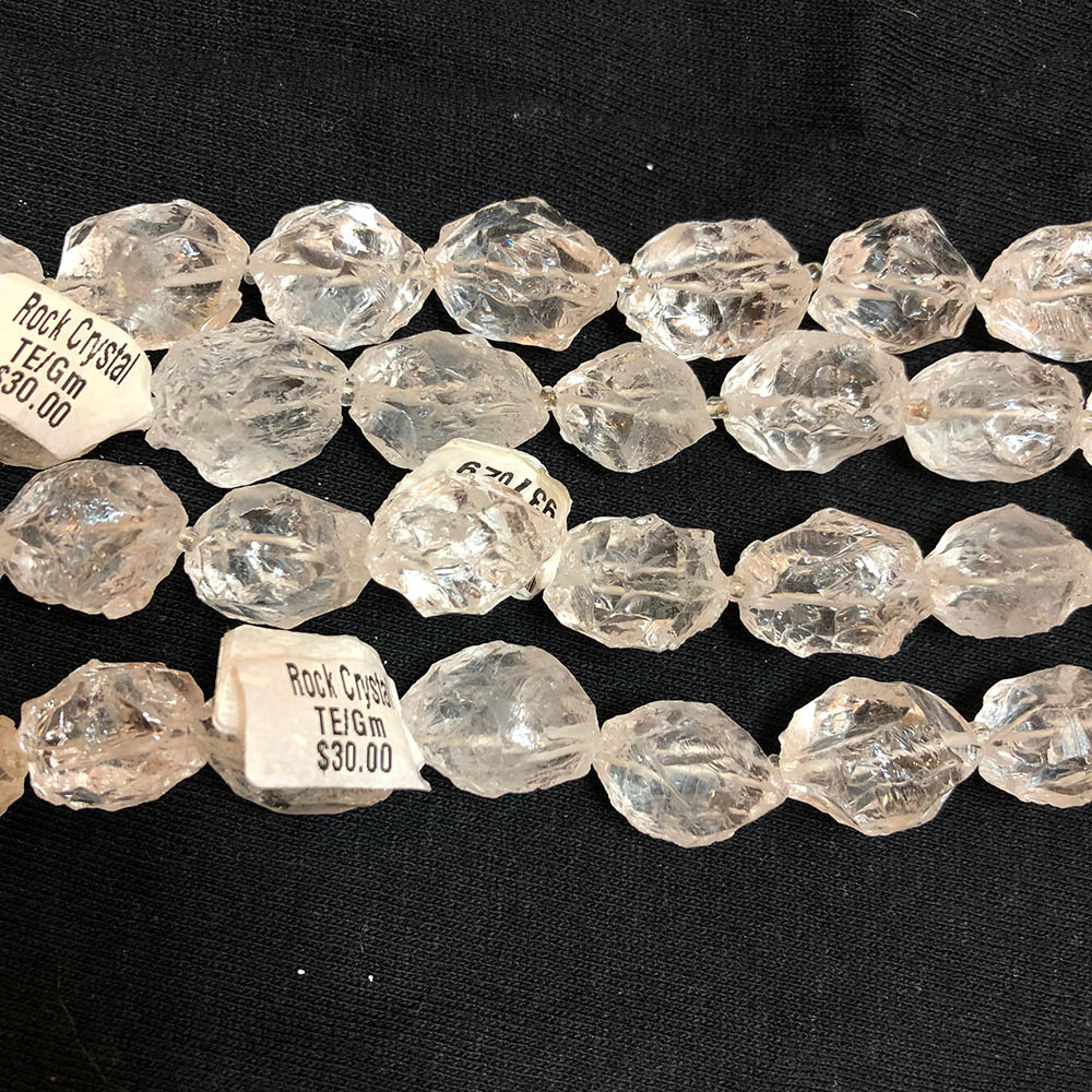 Clear Rock Crystal Quartz Chipped Medium Round Oval Beads