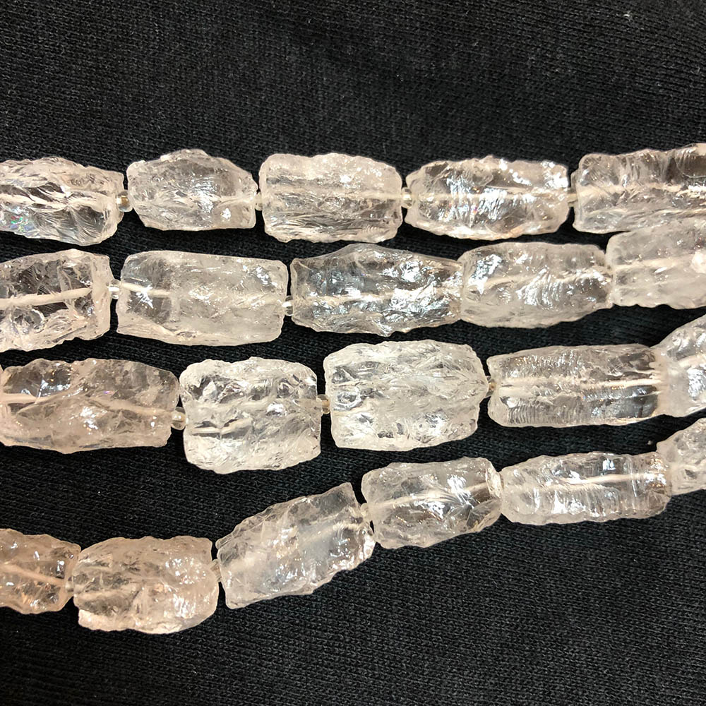 Clear Rock Crystal Quartz Chipped Medium Rectangle Tube Beads