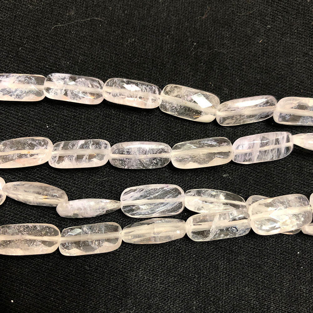 Crystal Quartz Medium Faceted Flat Rectangle Beads