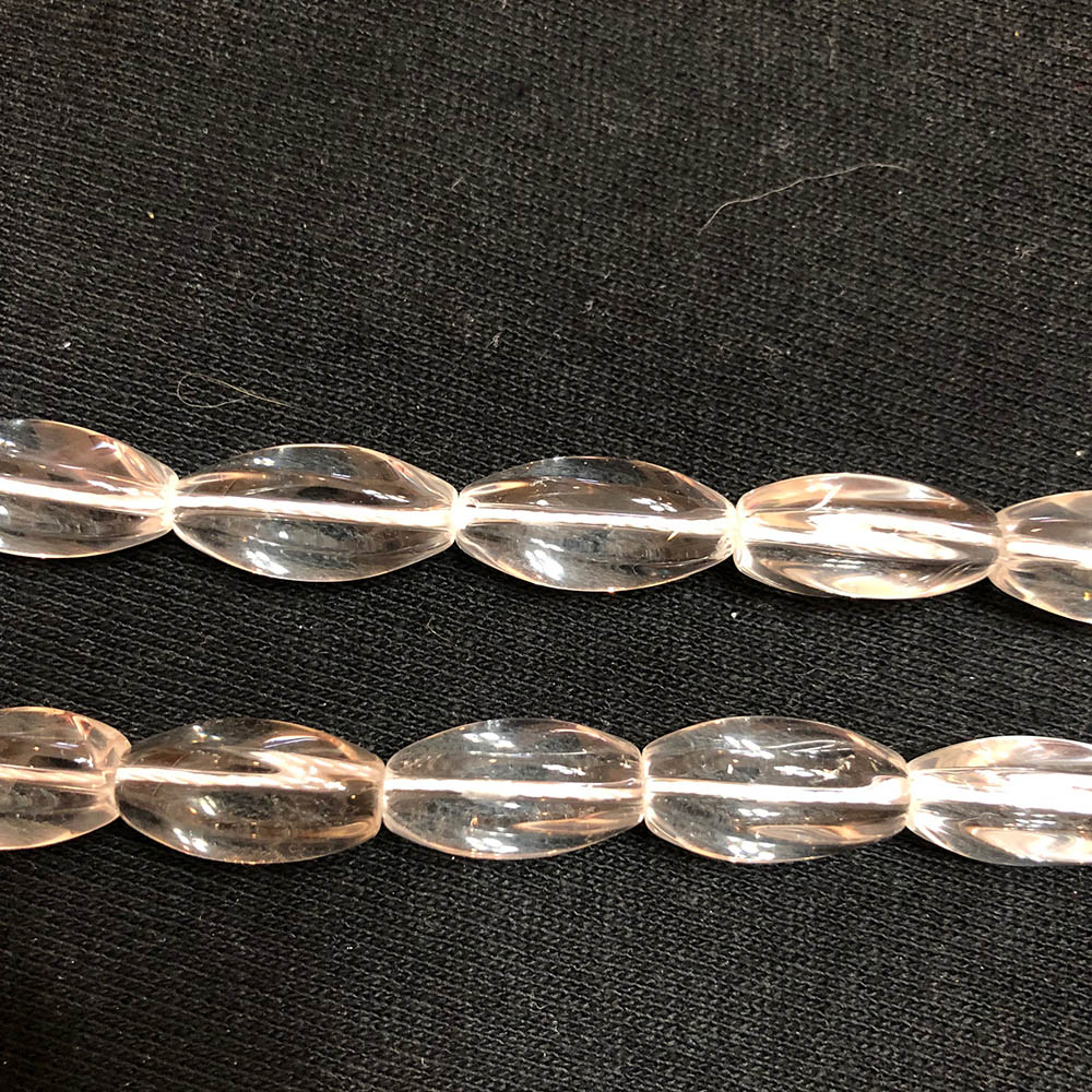 Clear Crystal Quartz Medium Twisted Oval Beads