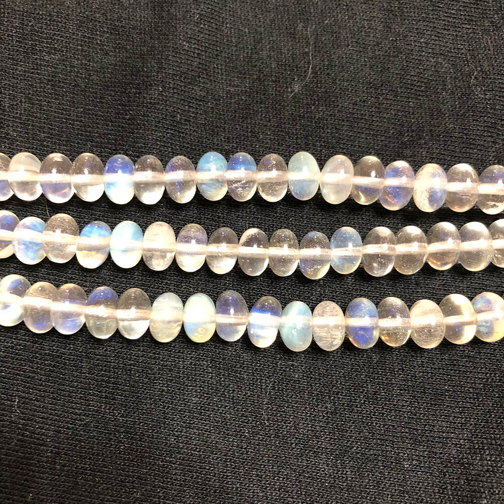 Clear Moonstone Large Rondelle Beads