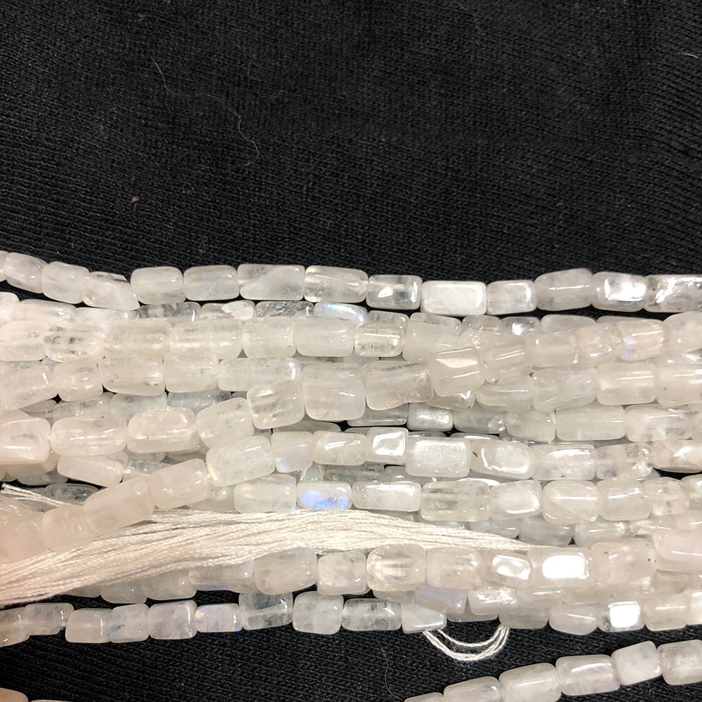 Cloudy White Moonstone Small Rectangle Beads