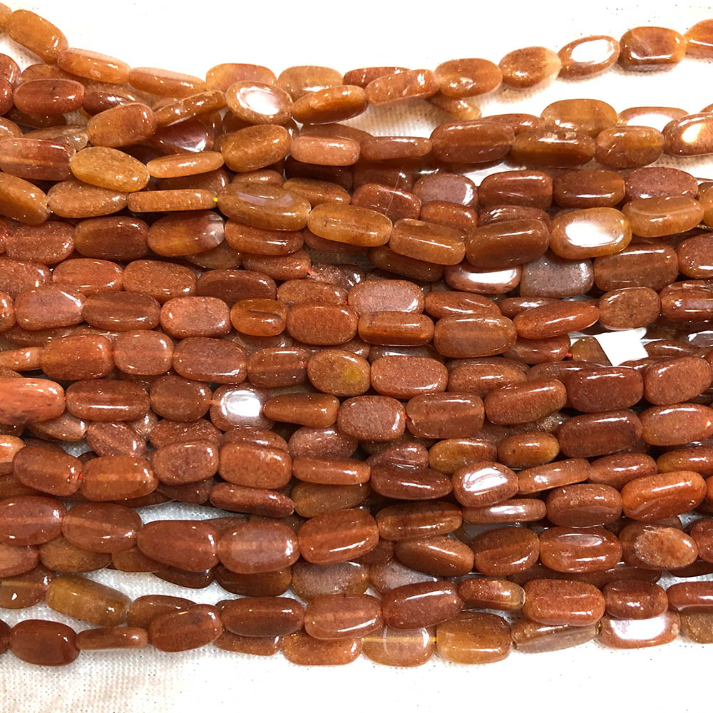 Red Aventurine Medium Flat Rounded Square Beads