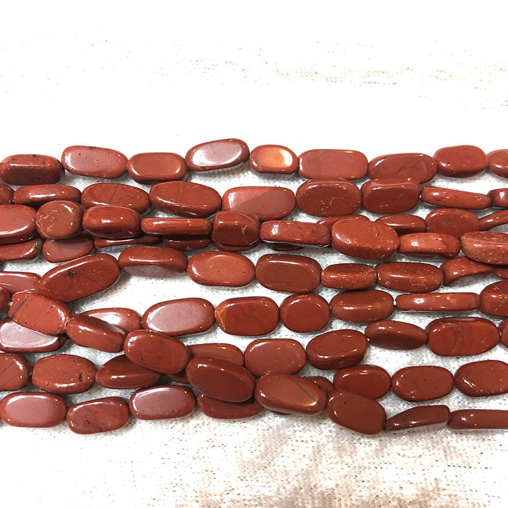 Red Jasper Flat Oval Beads