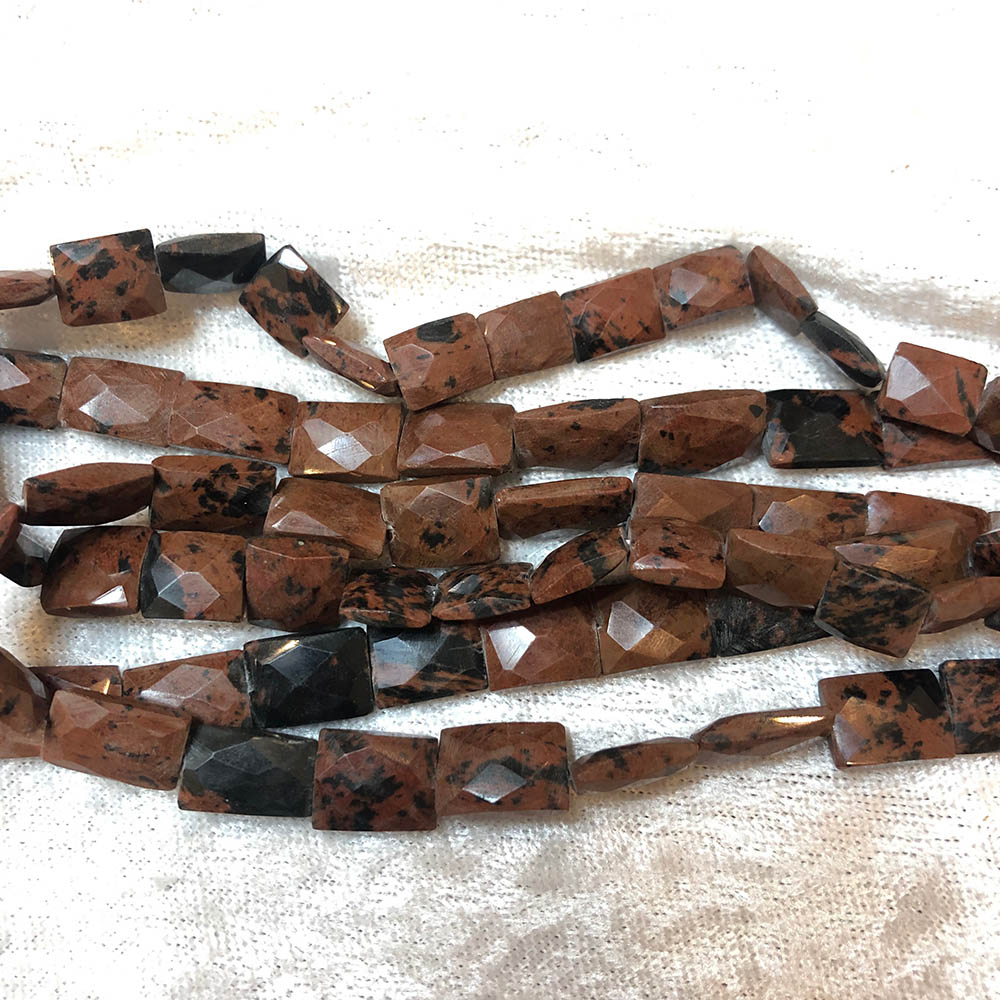 Red and Black Jasper Faceted Flat Rectangle Beads