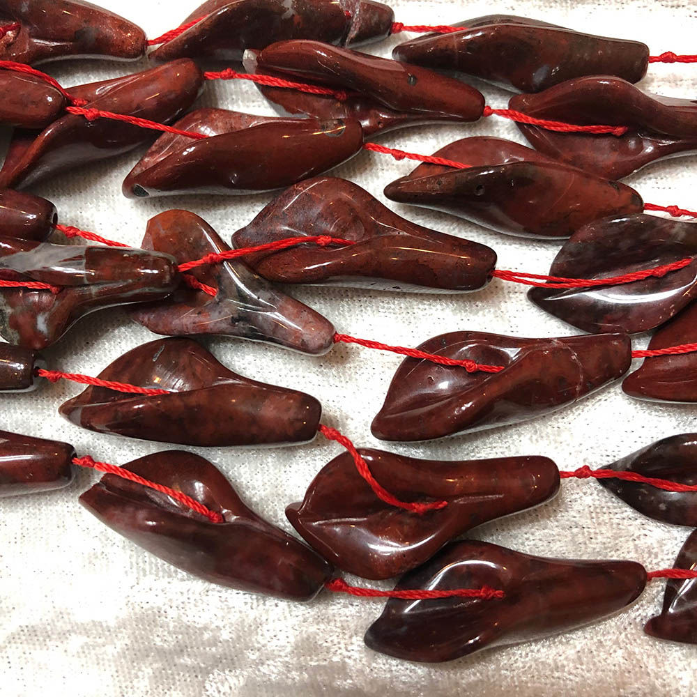 Red Jasper Carved Lilly Beads