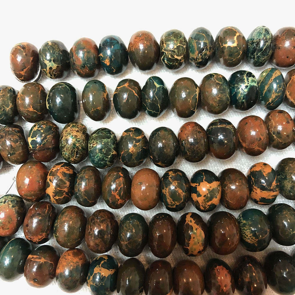 Sea Sediment Imperial Jasper Extra Large Rondelle Beads