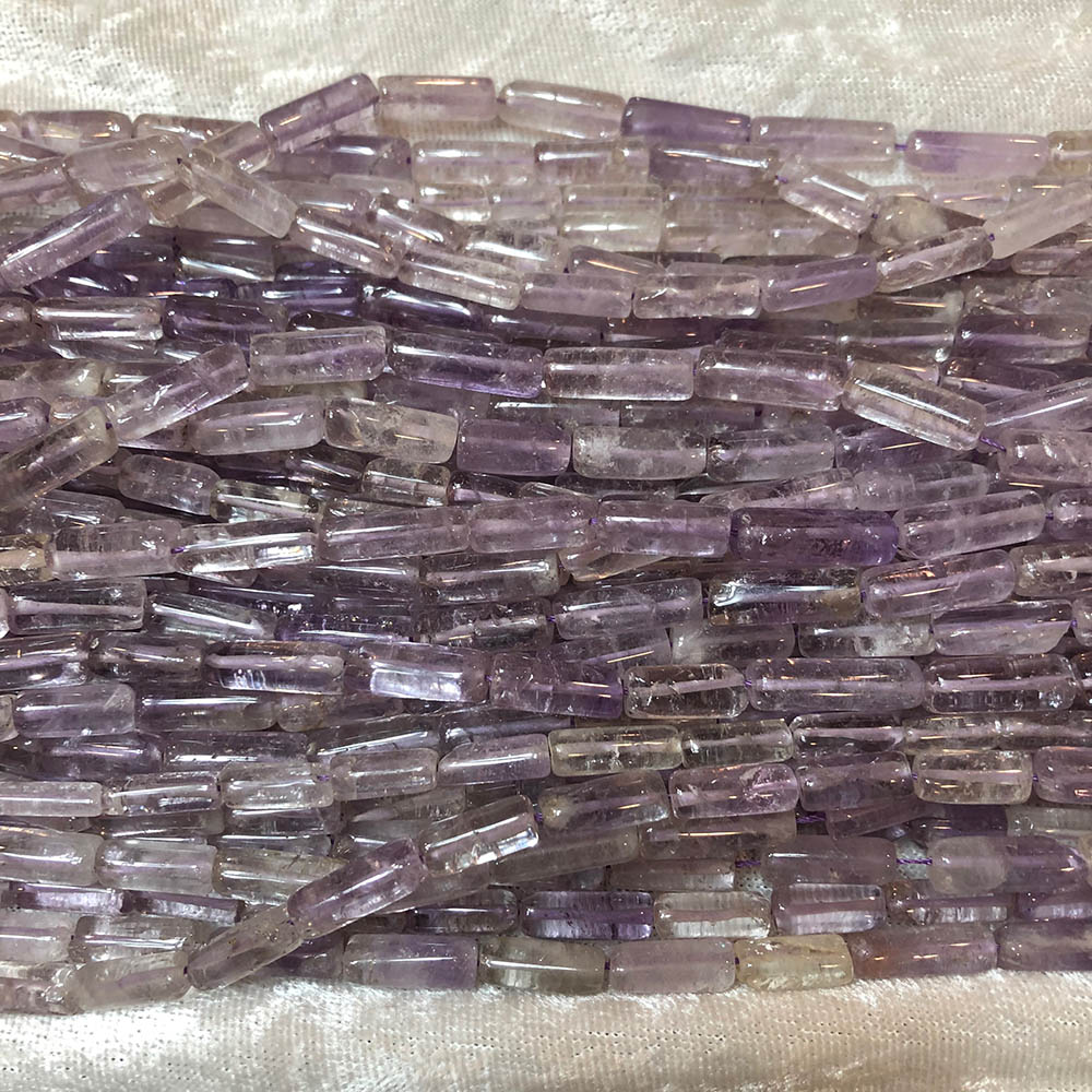 Light Amethyst Cloudy Large Round Tube Beads