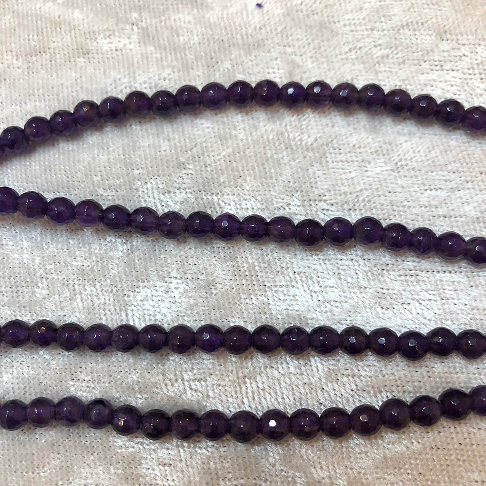 Dark Purple Amethyst Faceted Round Beads