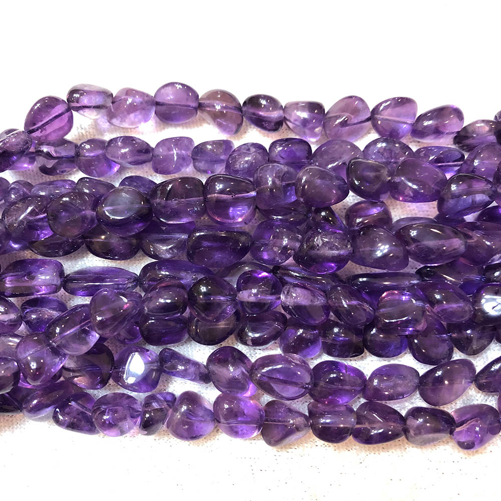 Dark Purple Amethyst Polished Pebble Beads