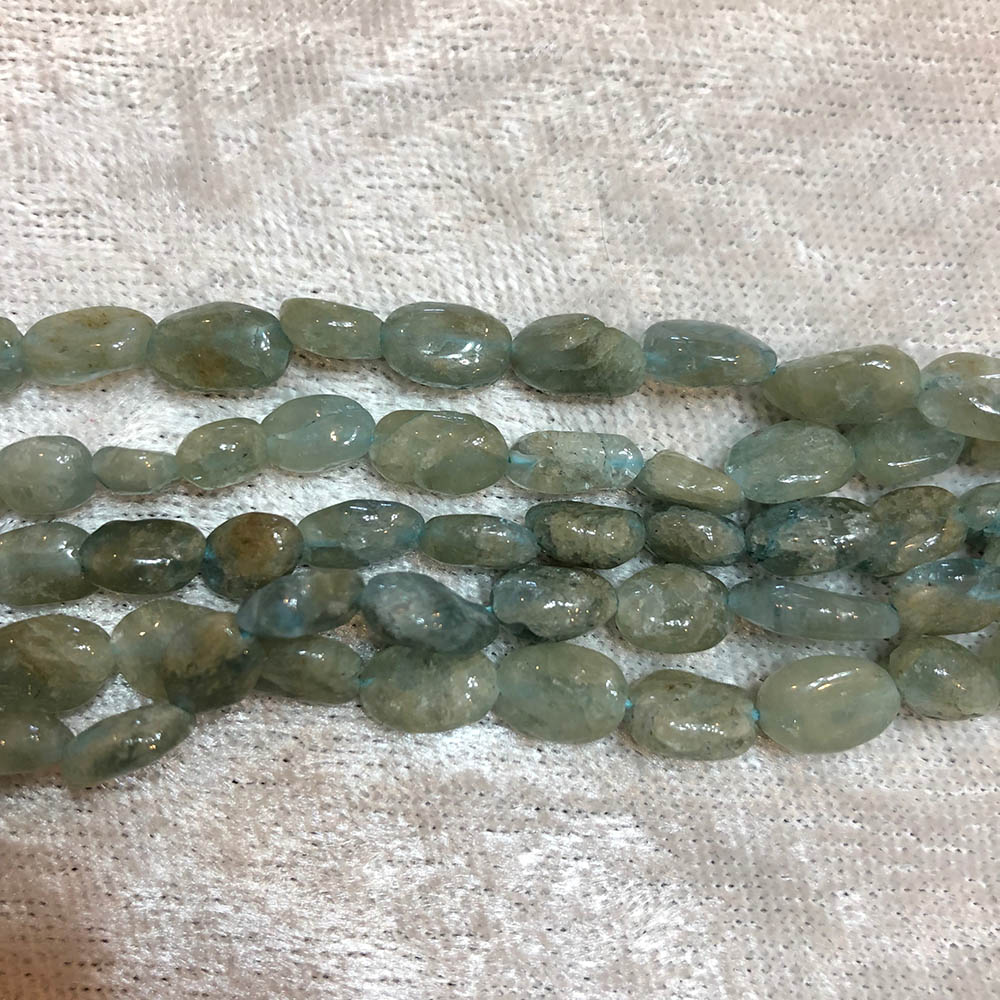 Aquamarine Blue Cloudy Small Oval Beads