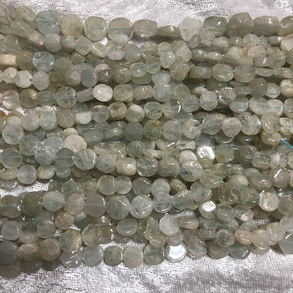 Aquamarine Medium Green Round Flat Beads