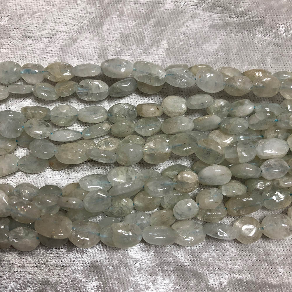 Aquamarine Cloudy Medium Oval Beads