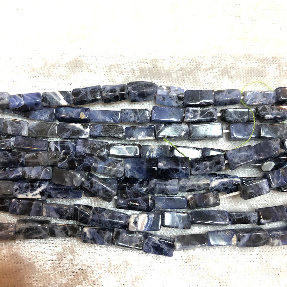 Sodalite Small Blue Rectangle Tube Beads 4mm x 10mm