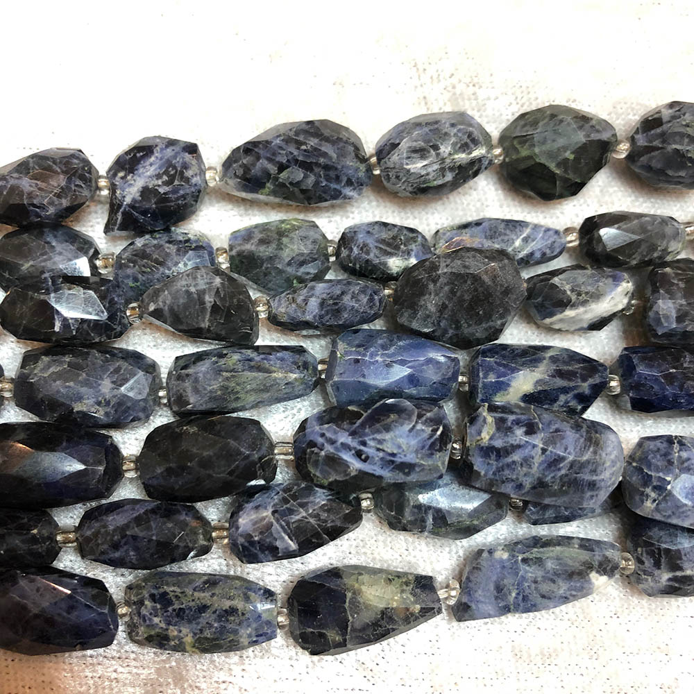 Sodalite Mixed Size Faceted Nugget Beads