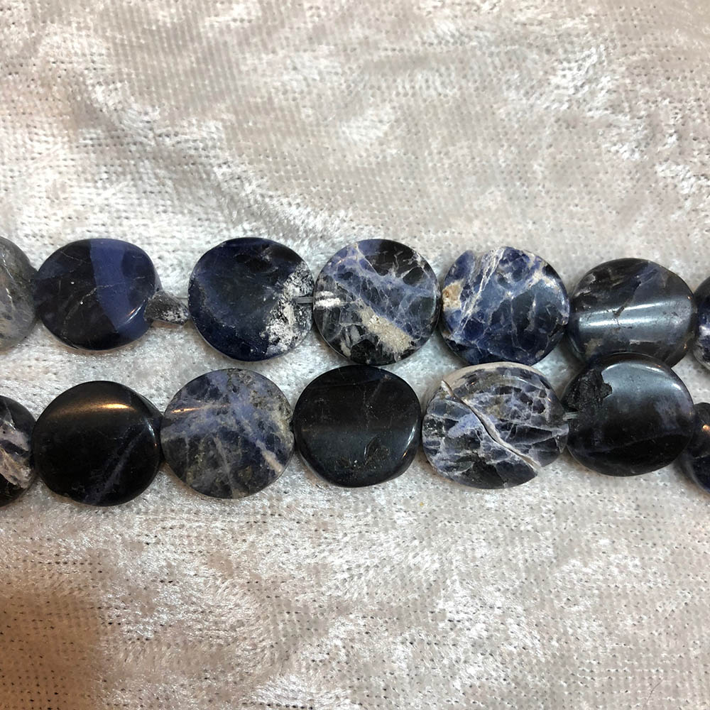 Sodalite Tapered Flat Round Beads