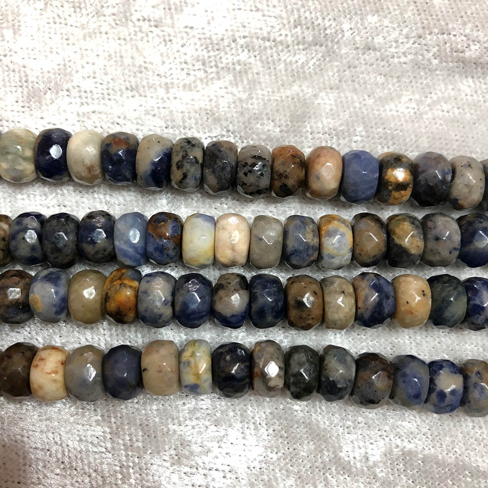 Sodalite Multi-Colored Faceted Rondelle Beads