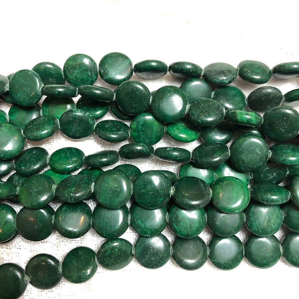 Malachite (dyed) Medium Round Flat Beads