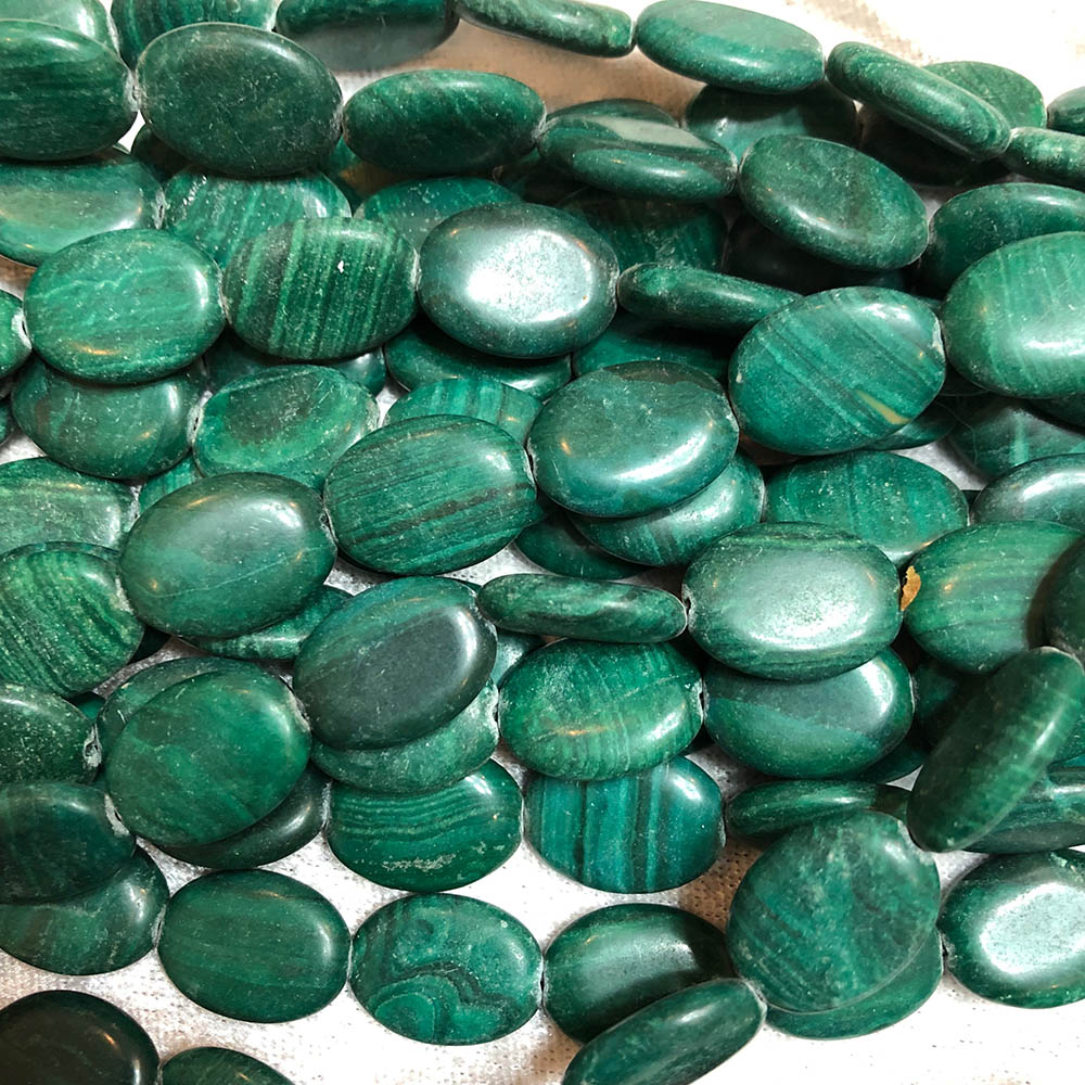 Malachite Large Oval Flat Beads