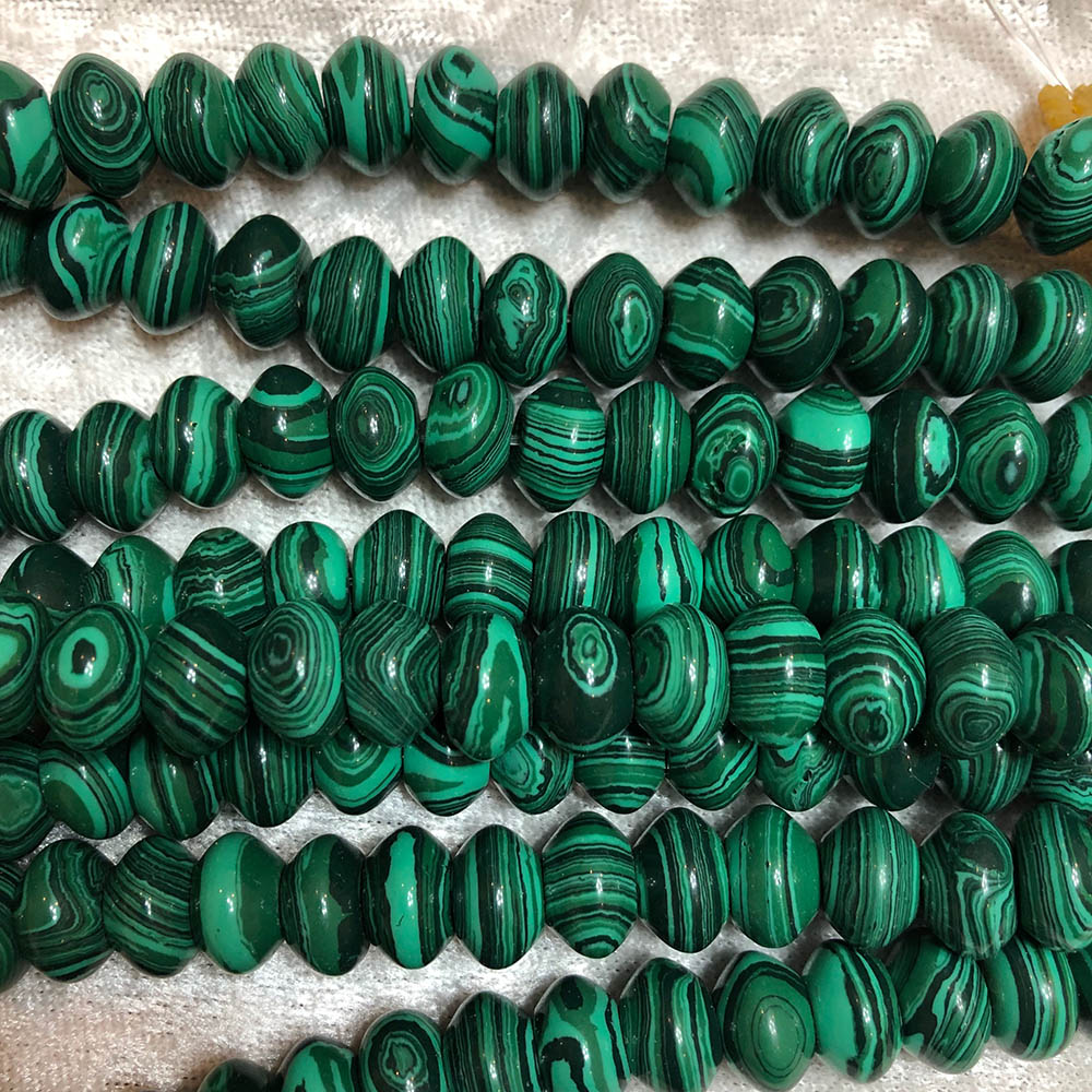 Malachite (reconstituted) Large Rondelle Beads