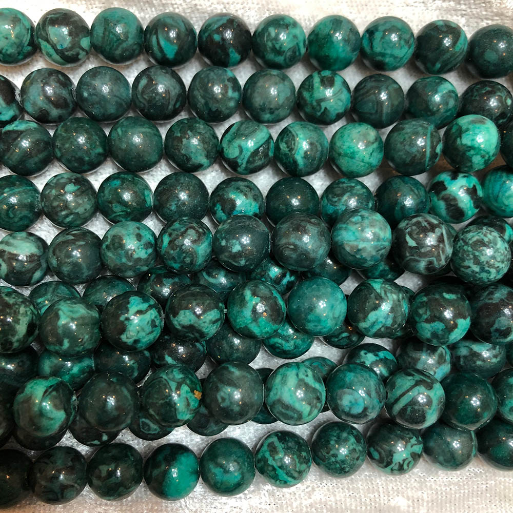 Malachite (dyed jasper) Round Beads 10mm