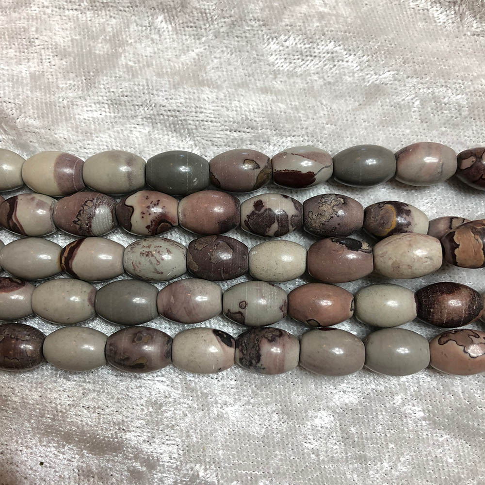 Gray Spotted Jasper Large Rice Beads