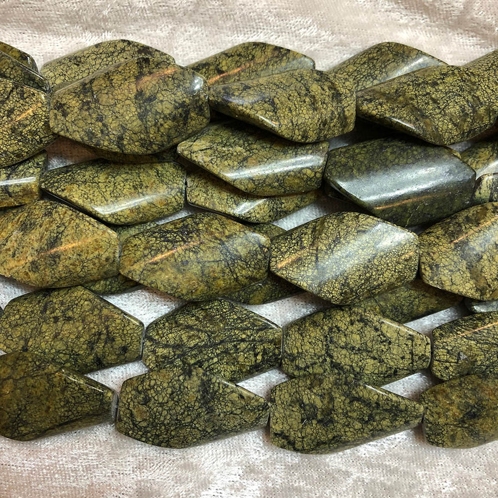 Large Green Jasper Trapezoid Beads