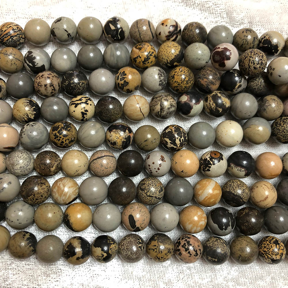 Orange and Gray Spotted Jasper Medium Round Beads