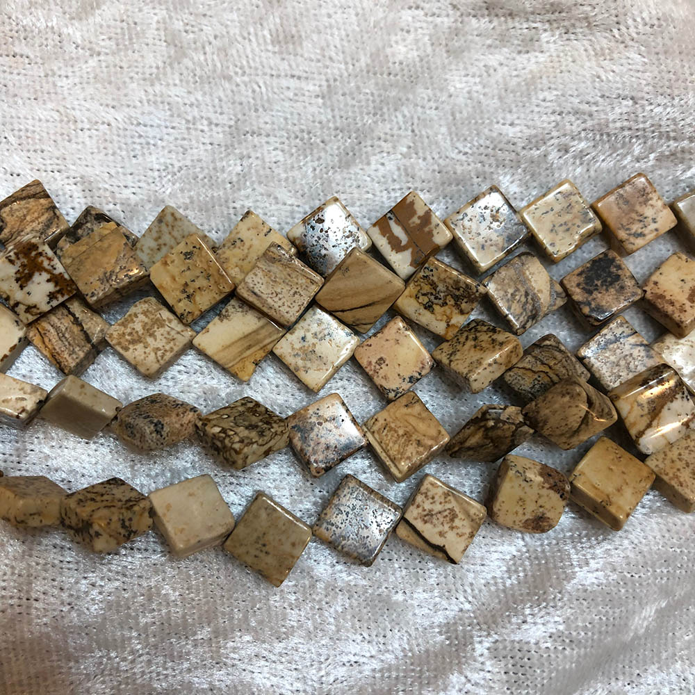 Picture Jasper Diamond Beads