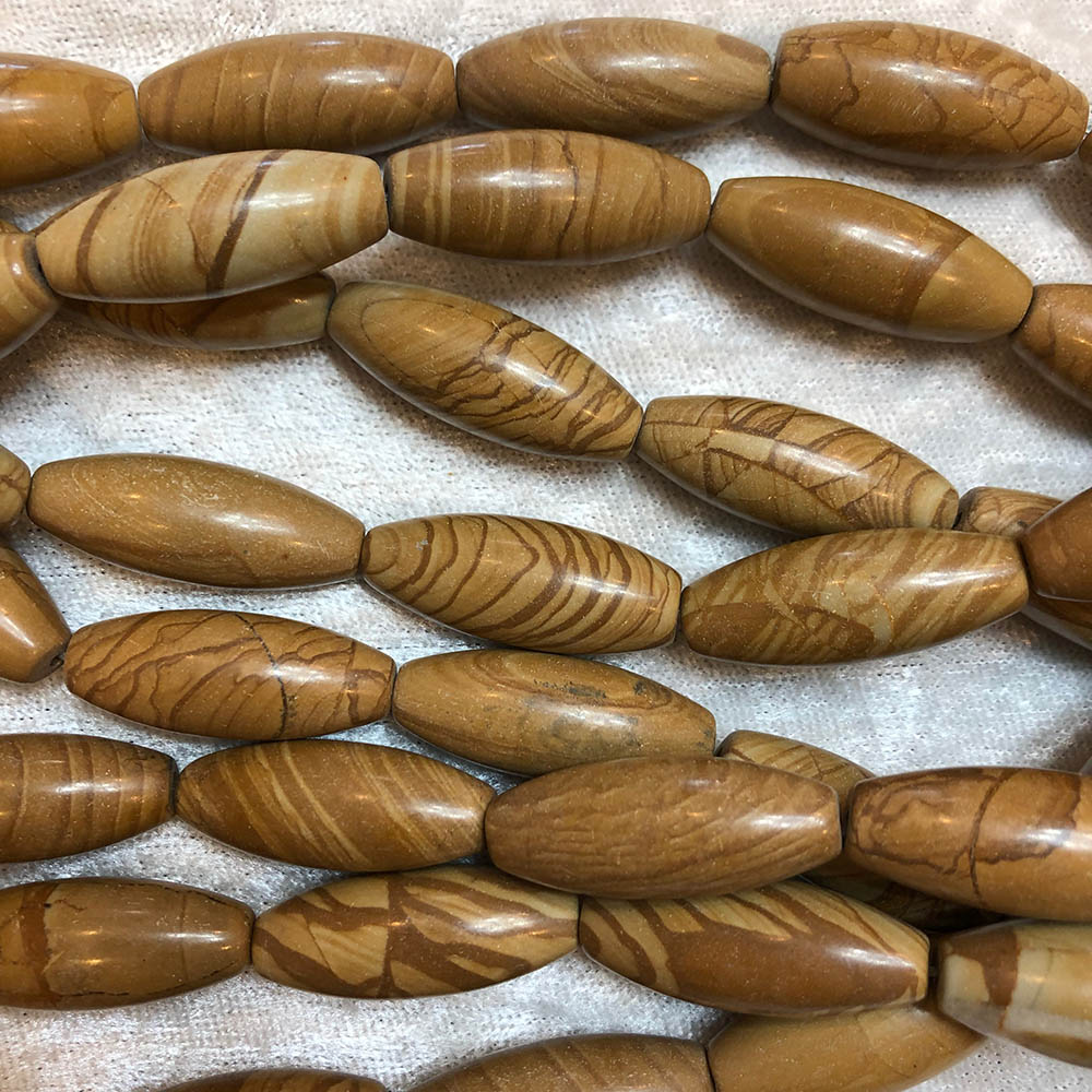 Wood Grain Jasper Large Oval Beads