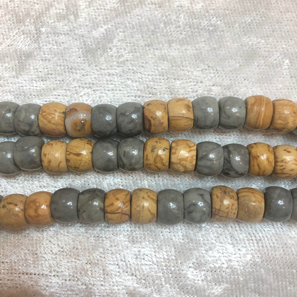 Gray and Tan Coconut Stone Rondelle Beads