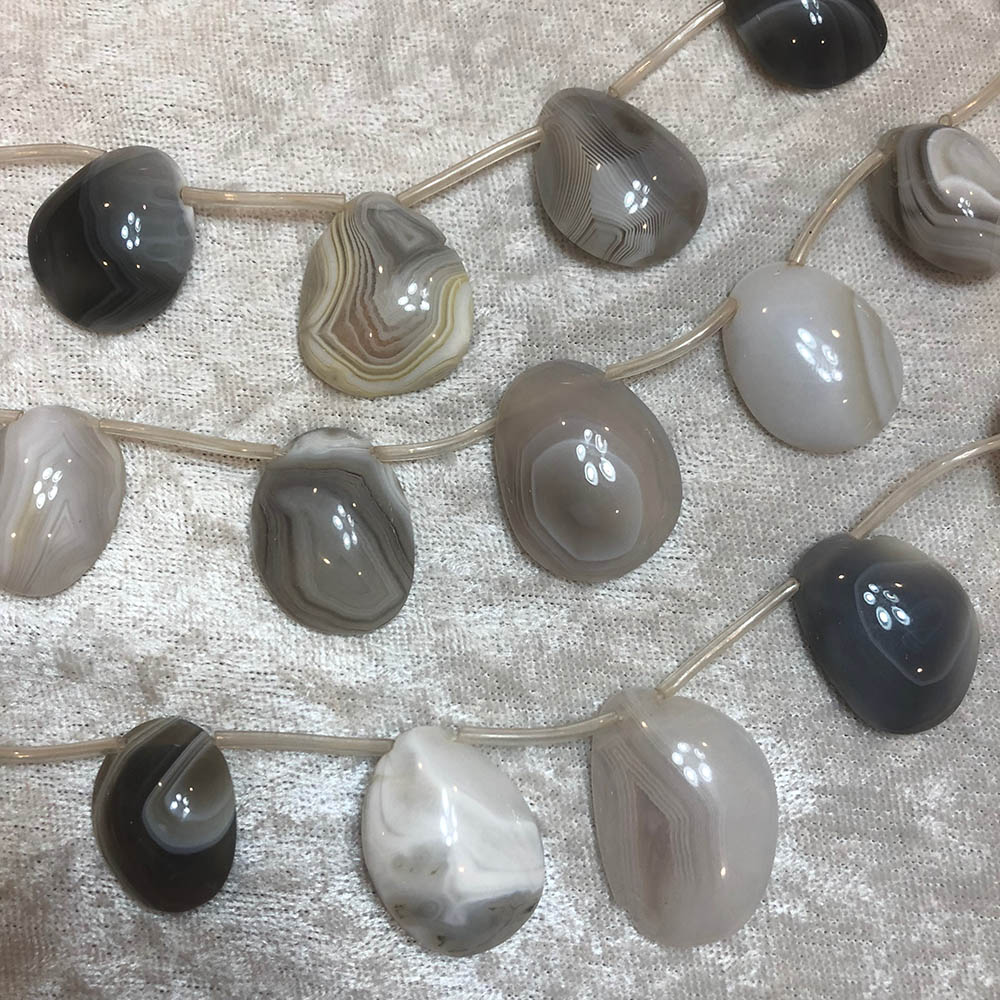 Botswana Agate Graduated Size Top-Drilled Drop Beads